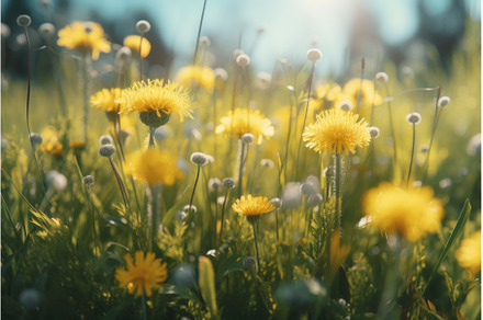Wildflowers and yellow dandelions