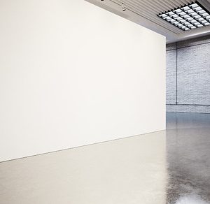 Empty Gallery Interior with Brick