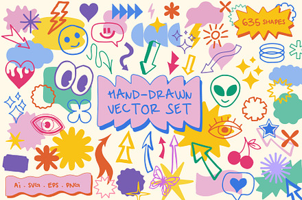 HAND DRAWN DOODLE SHAPES VECTOR SET