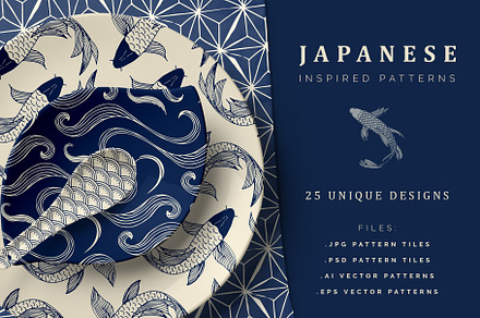 Japanese Patterns Vector Handdrawn