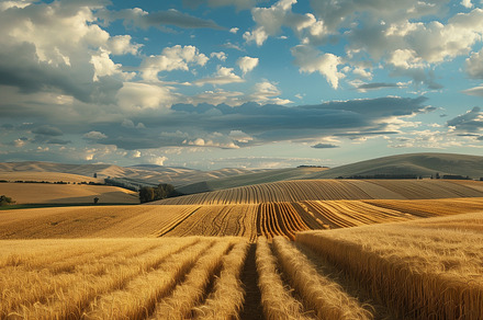 Rural summer landscape. Yellow field