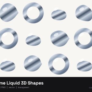 Chrome Liquid 3D Shapes