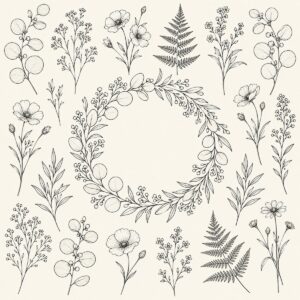 Botanical Line Art Elements